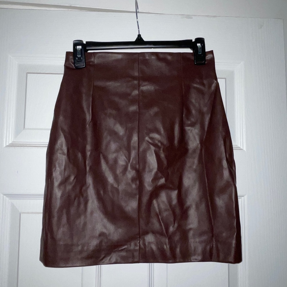Maroon Leather Skirt Small